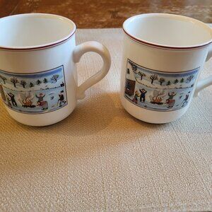 Timeless Villeroy & Boch porcelain mugs, "Naif Christmas"
